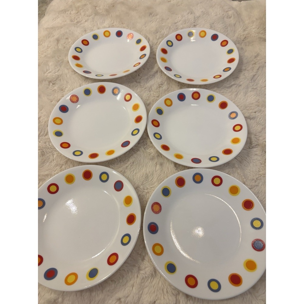 Corelle HOT DOTS Bread / Dessert Plates 6 3/4" Set Of 6